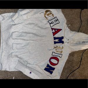 Champion white/light gray hoodie size medium